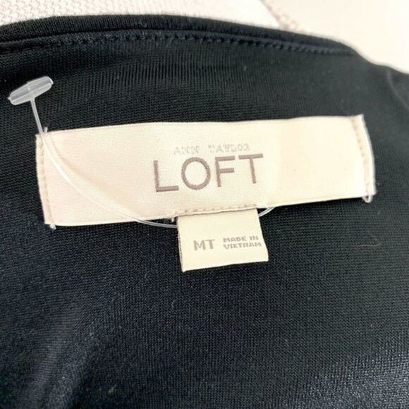 LOFT Tall Surplice Jersey 3/4‎ Dress Size MT Black Knee Length - Picture 6 of 6